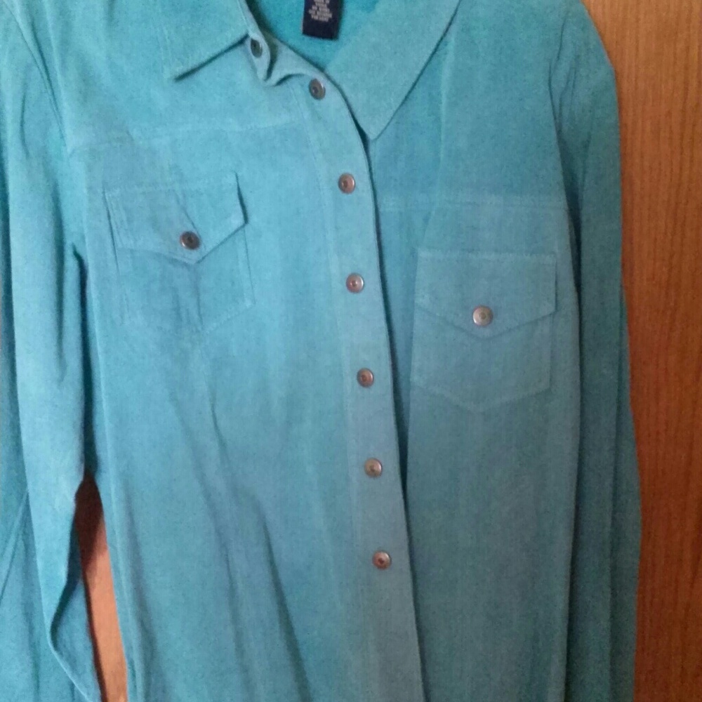Turquoise suede shirt